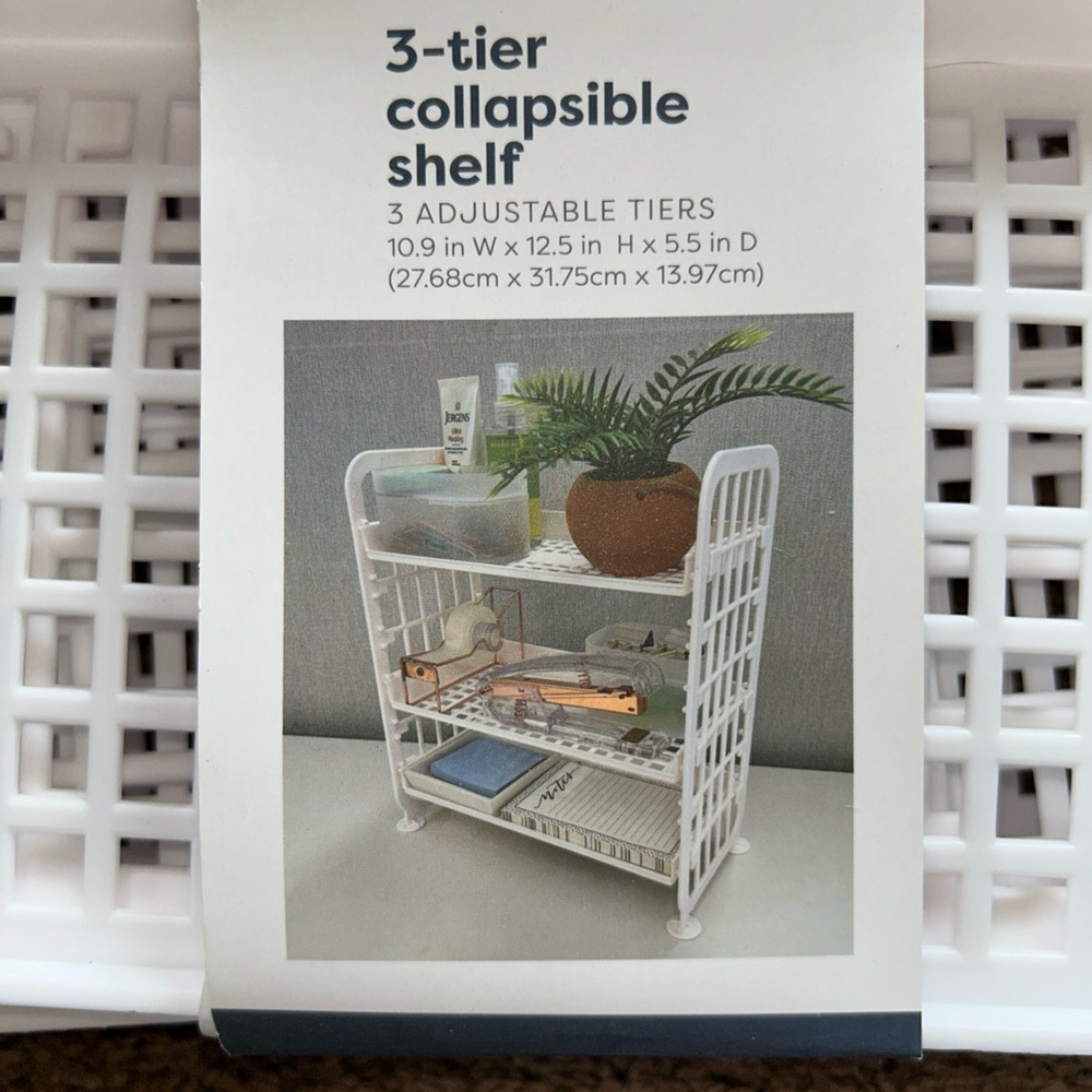 Room Essentials White 3-Tier Collapsible Shelf